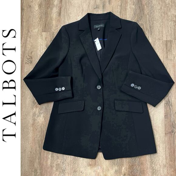 NWT Talbots Women's Black Easy Travel Double Breasted Blazer Jacket Size 2 - Picture 1 of 12